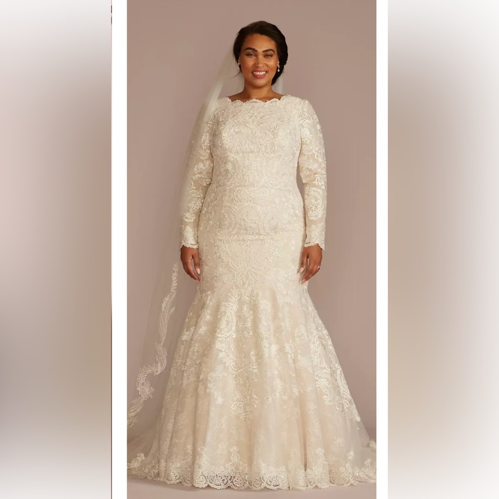 Lace Long Sleeve Mermaid Modest Wedding Dress from David’s Bridal Online